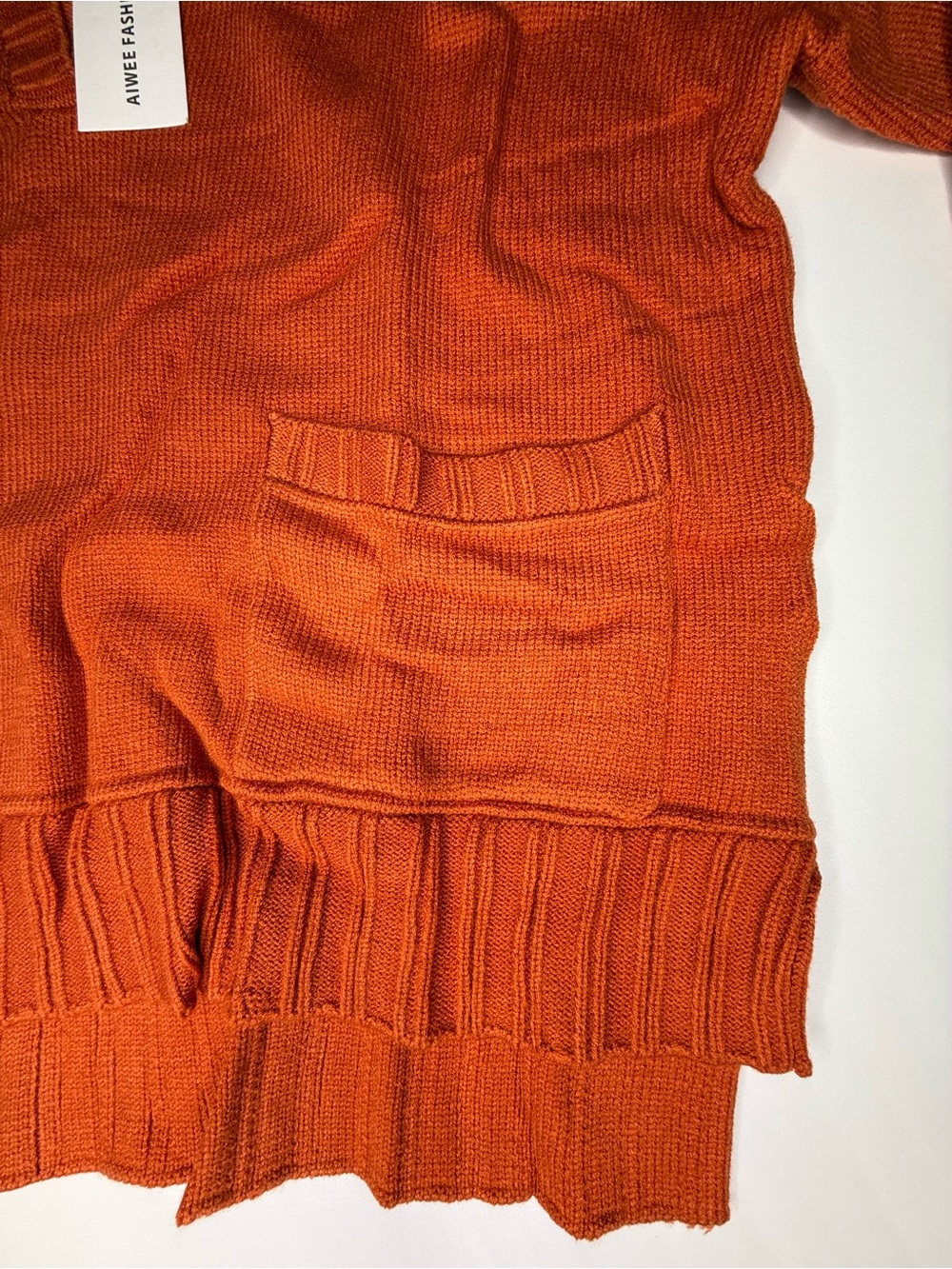 Rust Orange Collared V-Neck Fall Sweater - 993-1000 - Picture 4 of 6